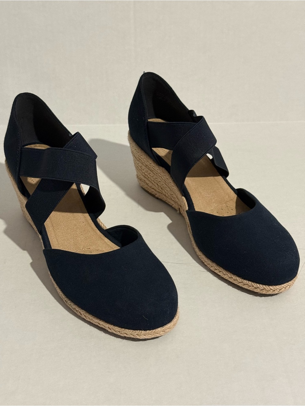 easy street Navy Espadrille Wedge Size 10 - Picture 9 of 11